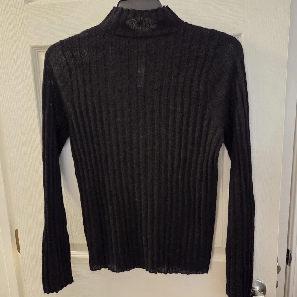 Madewell sz L black lightweight Alpaca Blend Mockneck Sweater Ribbed NWT classic